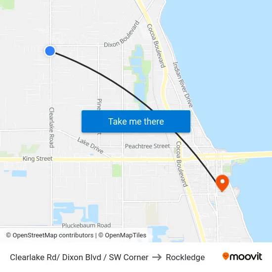 Clearlake Rd/ Dixon Blvd / SW Corner to Rockledge map