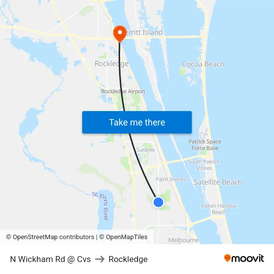 N Wickham Rd @ Cvs to Rockledge map