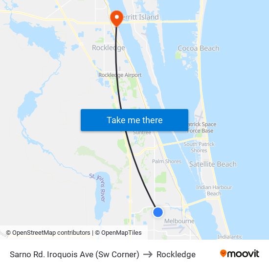 Sarno Rd. Iroquois Ave (Sw Corner) to Rockledge map