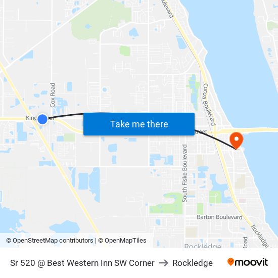 Sr 520 @ Best Western Inn SW Corner to Rockledge map