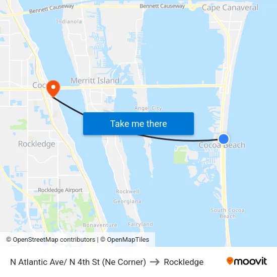 N Atlantic Ave/ N 4th St (Ne Corner) to Rockledge map