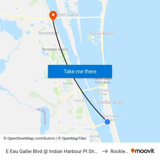E Eau Gallie Blvd @ Indian Harbour Pl Shopping Center to Rockledge map