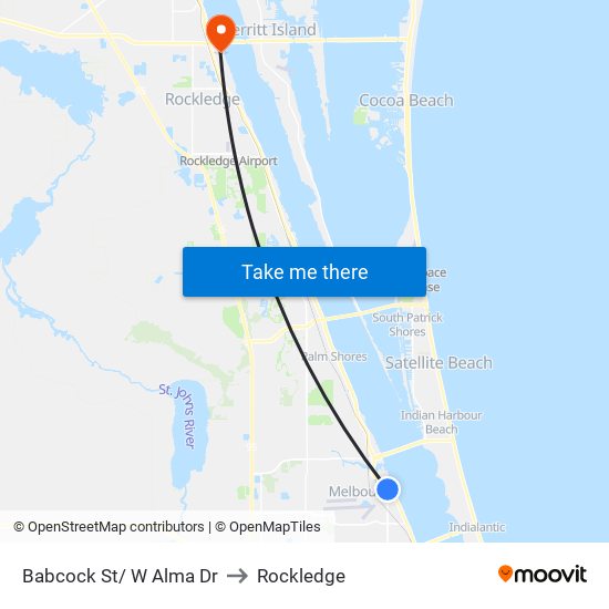 Babcock St/ W Alma Dr to Rockledge map