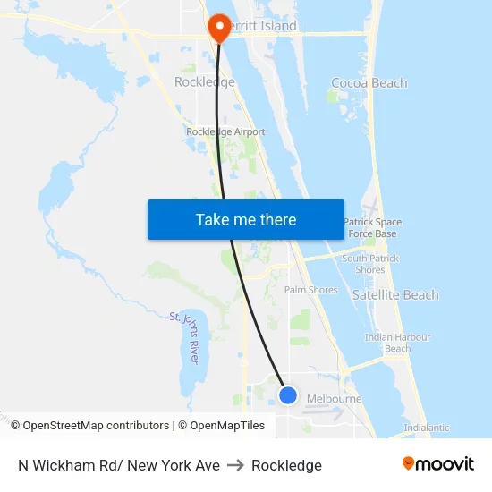 N Wickham Rd/ New York Ave to Rockledge map