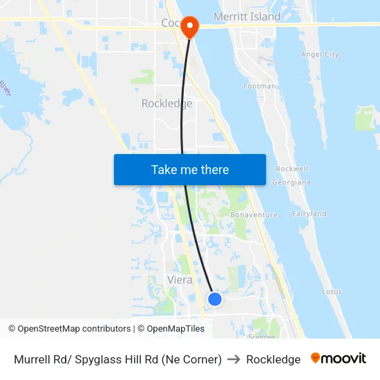Murrell Rd/ Spyglass Hill Rd (Ne Corner) to Rockledge map