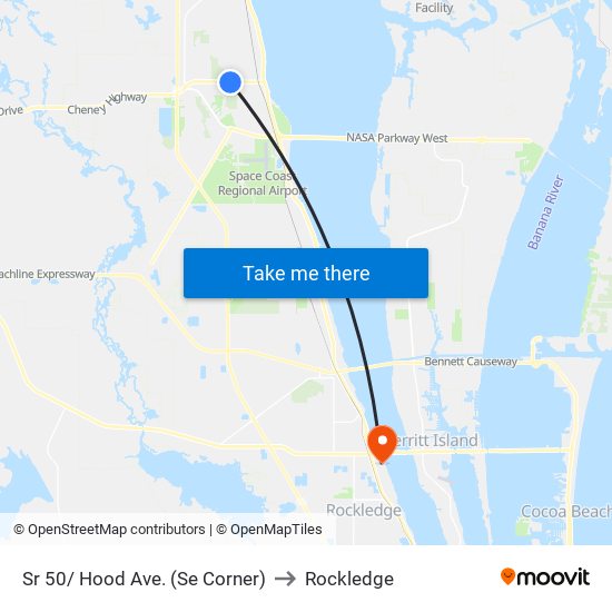 Sr 50/ Hood Ave. (Se Corner) to Rockledge map