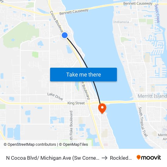 N Cocoa Blvd/ Michigan Ave (Sw Corner) to Rockledge map