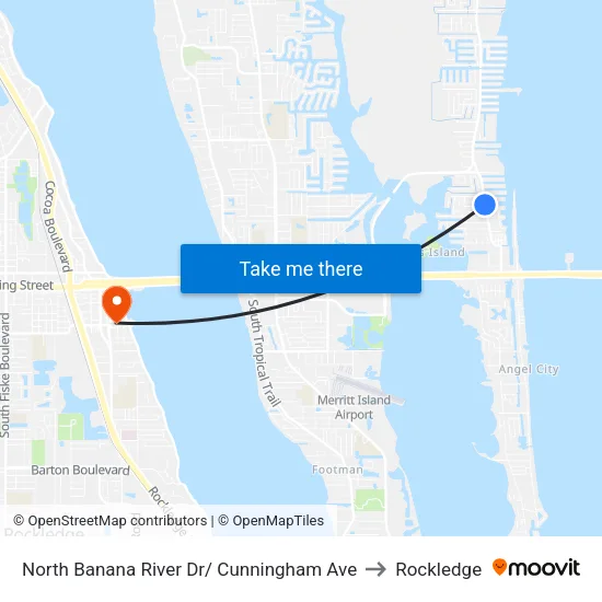 North Banana River Dr/ Cunningham Ave to Rockledge map