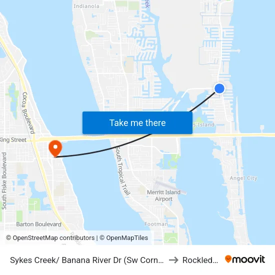 Sykes Creek/ Banana River Dr (Sw Corner) to Rockledge map