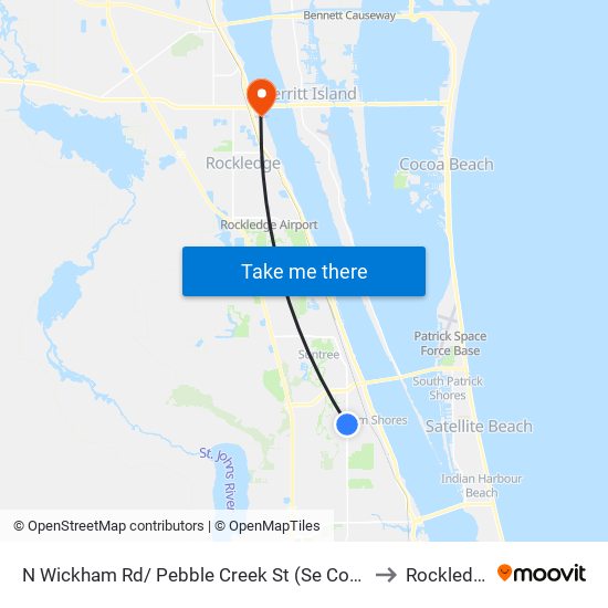 N Wickham Rd/ Pebble Creek St (Se Corner) to Rockledge map