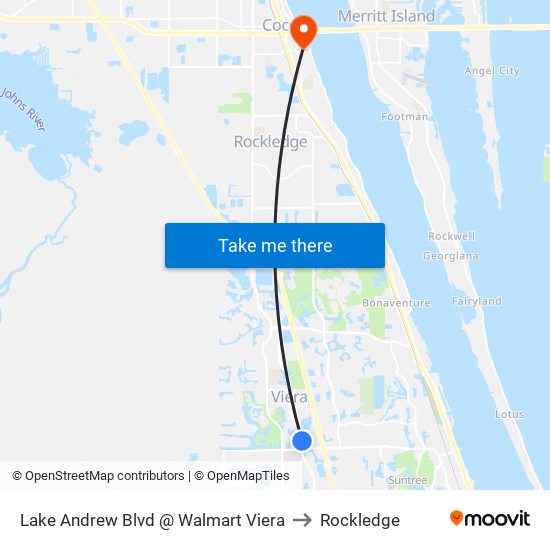 Lake Andrew Blvd @ Walmart Viera to Rockledge map