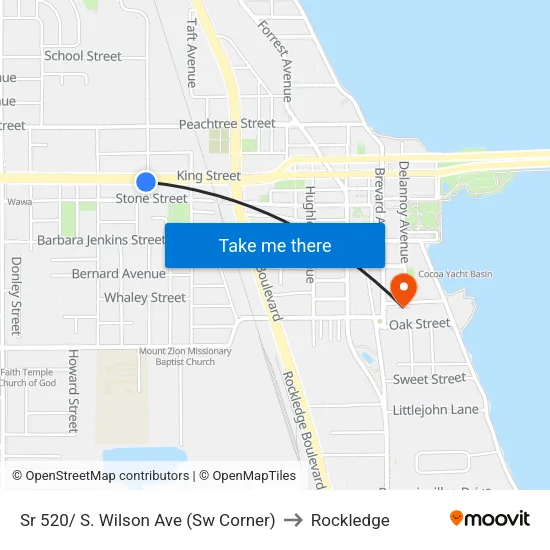Sr 520/ S. Wilson Ave (Sw Corner) to Rockledge map