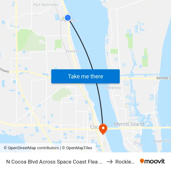N Cocoa Blvd Across Space Coast Flea Market to Rockledge map