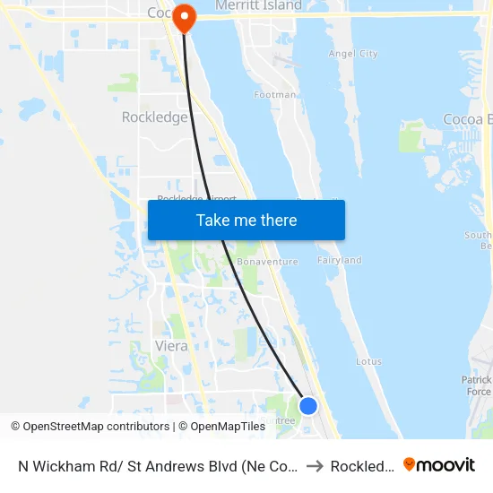 N Wickham Rd/ St Andrews Blvd (Ne Corner) to Rockledge map