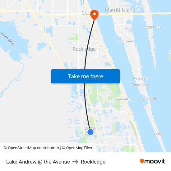 Lake Andrew @ the Avenue to Rockledge map