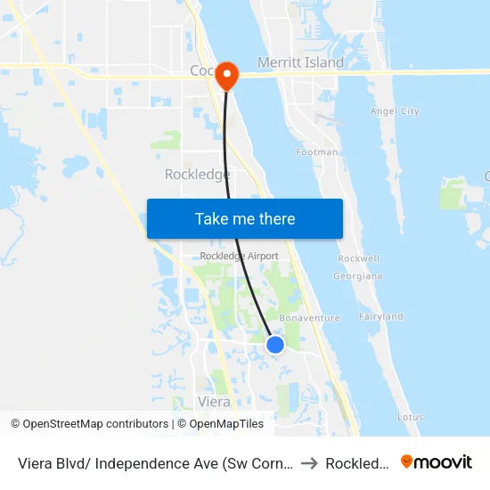 Viera Blvd/ Independence Ave (Sw Corner) to Rockledge map