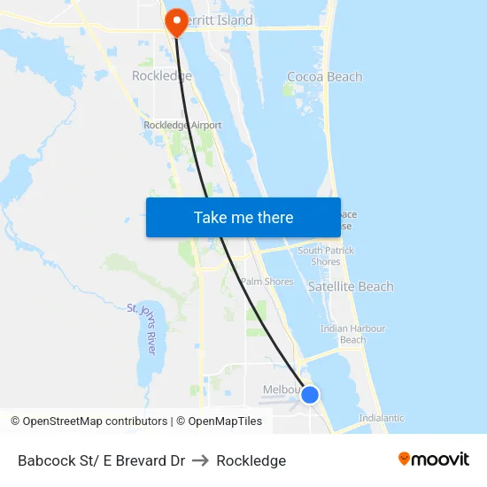 Babcock St/ E Brevard Dr to Rockledge map