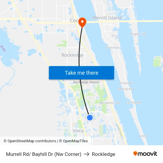 Murrell Rd/ Bayhill Dr (Nw Corner) to Rockledge map