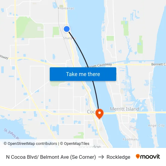 N Cocoa Blvd/ Belmont Ave (Se Corner) to Rockledge map
