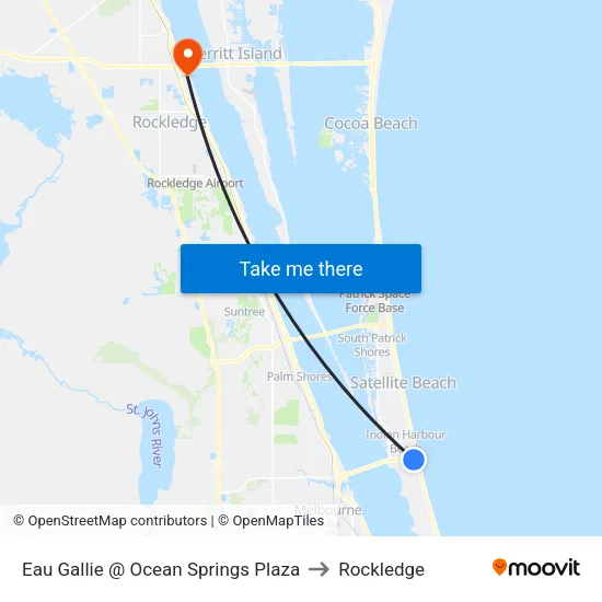 Eau Gallie @ Ocean Springs Plaza to Rockledge map