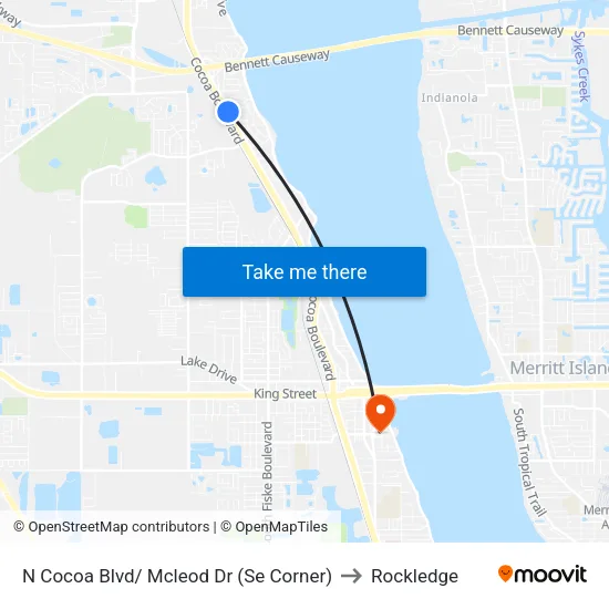 N Cocoa Blvd/ Mcleod Dr (Se Corner) to Rockledge map