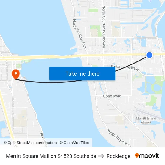Merritt Square Mall on Sr 520 Southside to Rockledge map