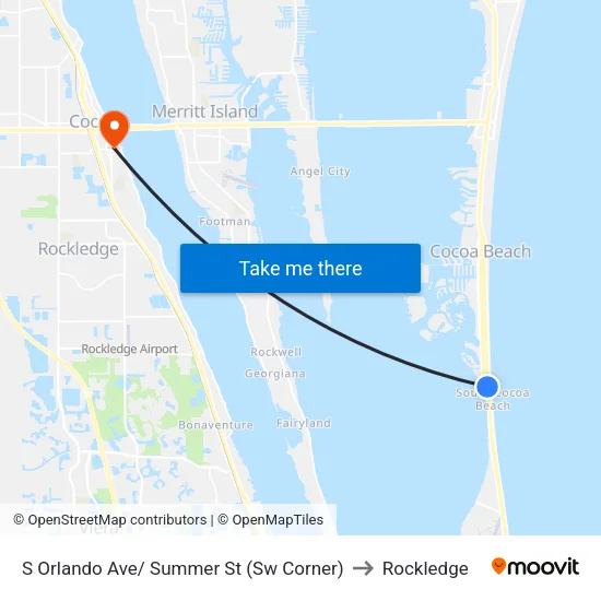 S Orlando Ave/ Summer St (Sw Corner) to Rockledge map