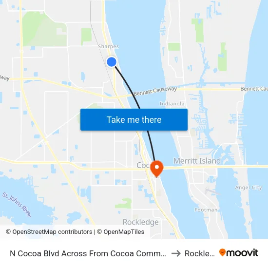 N Cocoa Blvd Across From Cocoa Commercial Center to Rockledge map