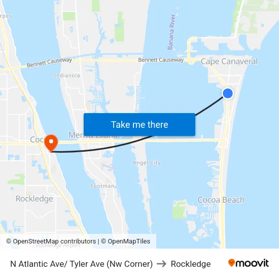 N Atlantic Ave/ Tyler Ave (Nw Corner) to Rockledge map