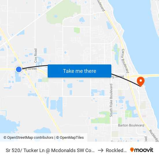 Sr 520/ Tucker Ln @ Mcdonalds SW Corner to Rockledge map