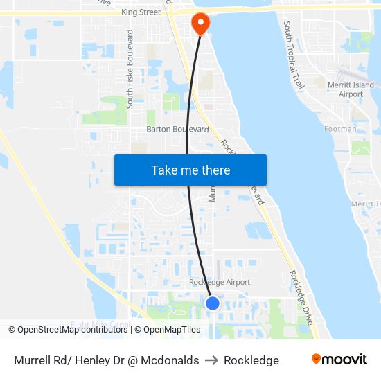 Murrell Rd/ Henley Dr @ Mcdonalds to Rockledge map