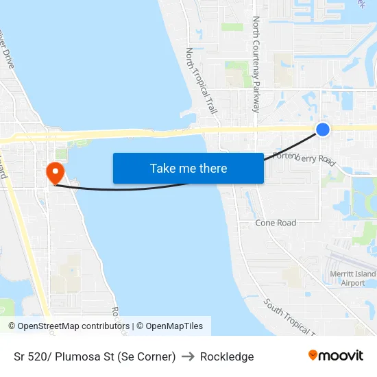 Sr 520/ Plumosa St (Se Corner) to Rockledge map