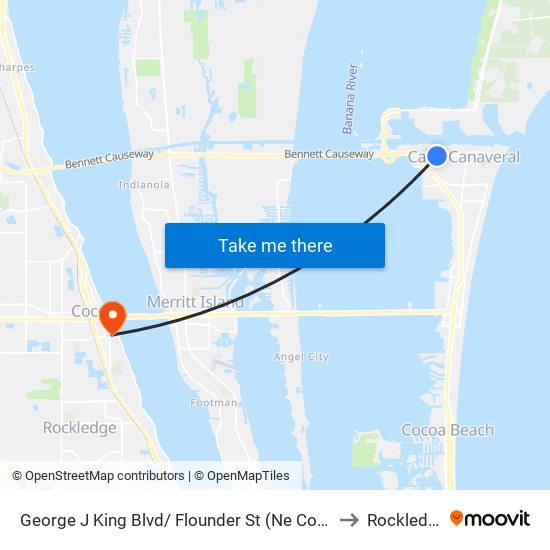 George J King Blvd/ Flounder St (Ne Corner) to Rockledge map
