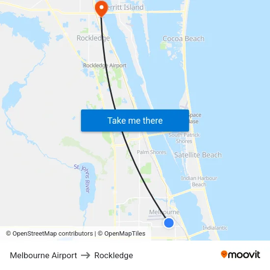 Melbourne Airport to Rockledge map