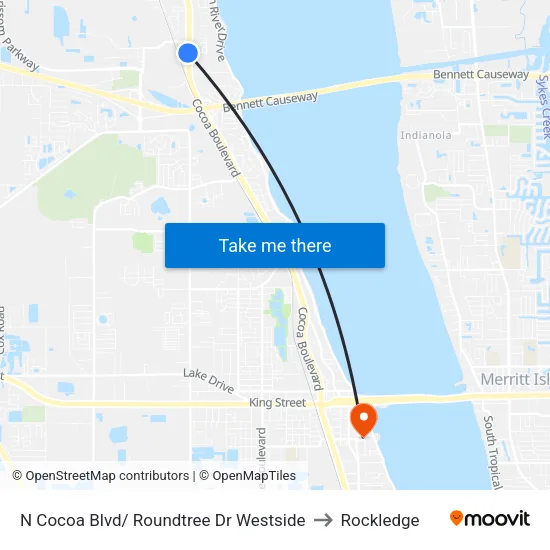 N Cocoa Blvd/ Roundtree Dr Westside to Rockledge map
