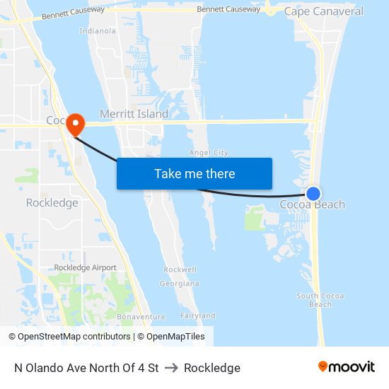 N Olando Ave North Of 4 St to Rockledge map