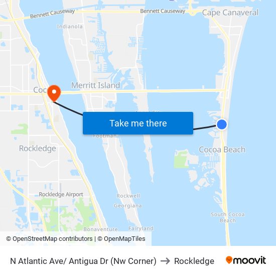 N Atlantic Ave/ Antigua Dr (Nw Corner) to Rockledge map