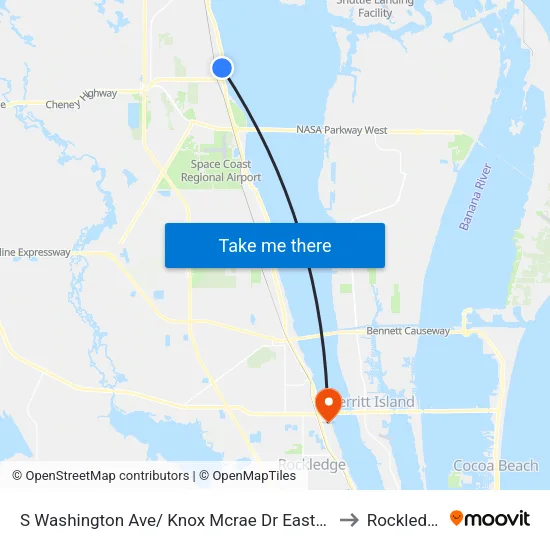 S Washington Ave/ Knox Mcrae Dr Eastside to Rockledge map