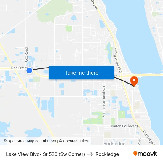 Lake View Blvd/ Sr 520 (Sw Corner) to Rockledge map