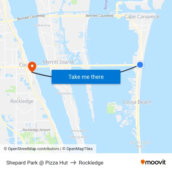 Shepard Park @ Pizza Hut to Rockledge map