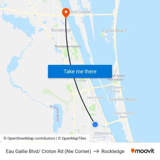 Eau Gallie Blvd/ Croton Rd (Nw Corner) to Rockledge map