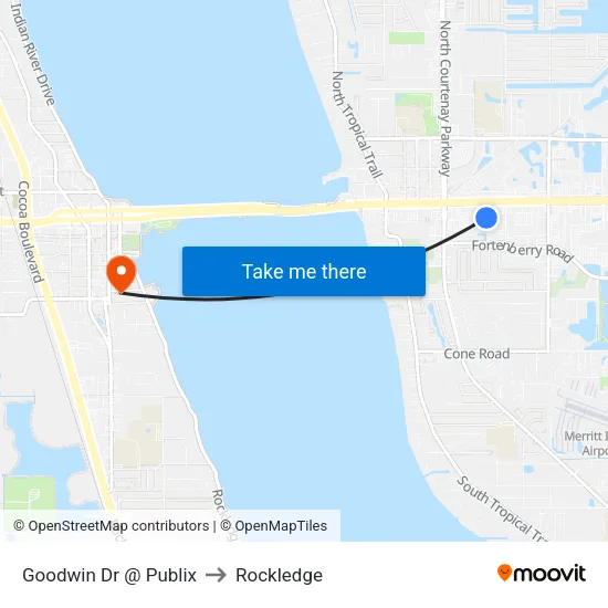 Goodwin Dr @ Publix to Rockledge map