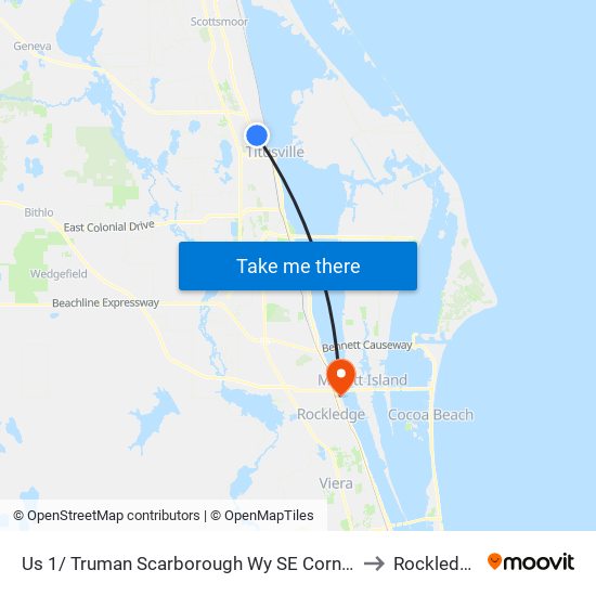 Us 1/ Truman Scarborough Wy SE Corner to Rockledge map