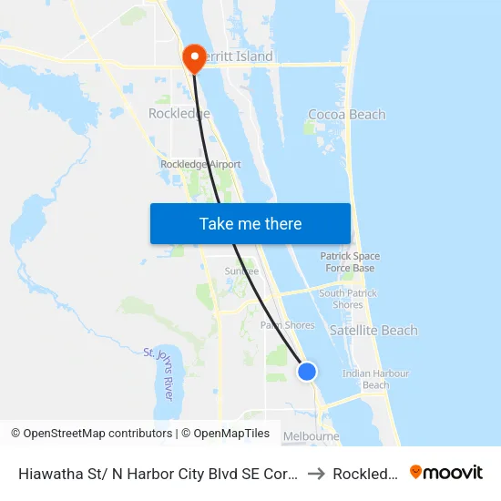 Hiawatha St/ N Harbor City Blvd SE Corner to Rockledge map
