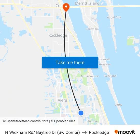 N Wickham Rd/ Baytree Dr (Sw Corner) to Rockledge map