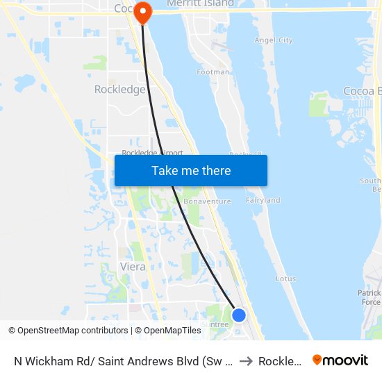 N Wickham Rd/ Saint Andrews Blvd (Sw Corner) to Rockledge map