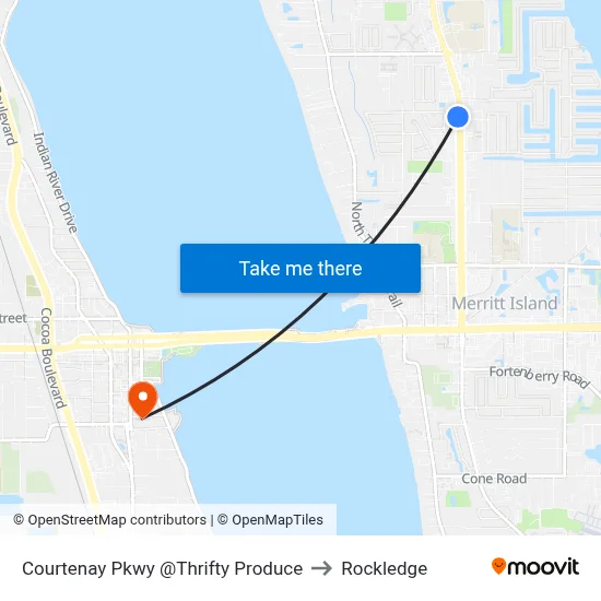 Courtenay Pkwy @Thrifty Produce to Rockledge map