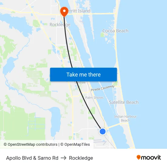 Apollo Blvd & Sarno Rd to Rockledge map