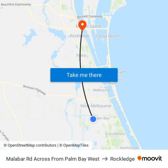 Malabar Rd Across From Palm Bay West to Rockledge map