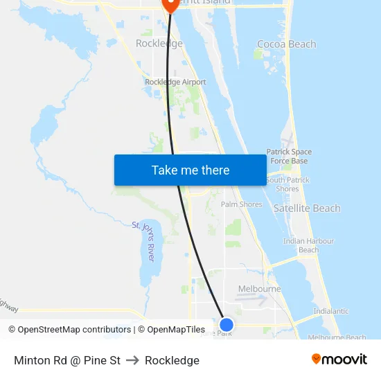 Minton Rd @ Pine St to Rockledge map